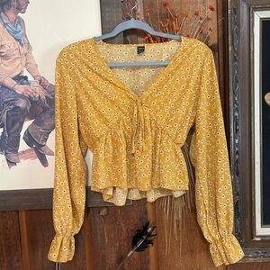 SHEIN Mustard Floral Blouse Size Small
